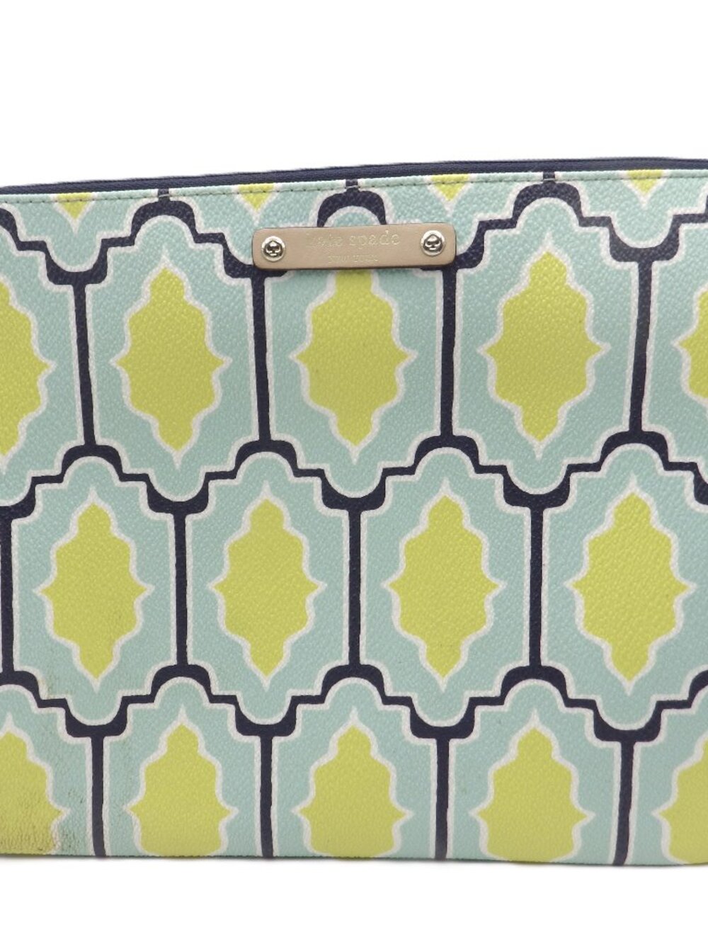 kate spade Printed Leather Clutch/ Make-up/ Cosmetic Case/ Cabana Tile
